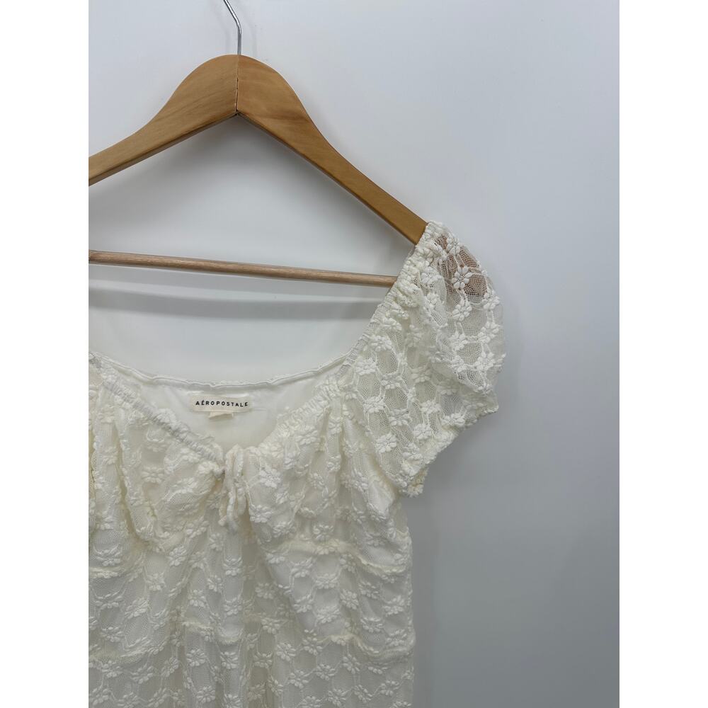 Aeropostale Cream Lace Mini Babydoll Dress Size L Witchy Fairy Coquette Dainty - Picture 4 of 7